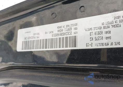 2019 Dodge Charger Sxt Rwd из США, поврежденный, VIN 2C3CDXBG8KH605519